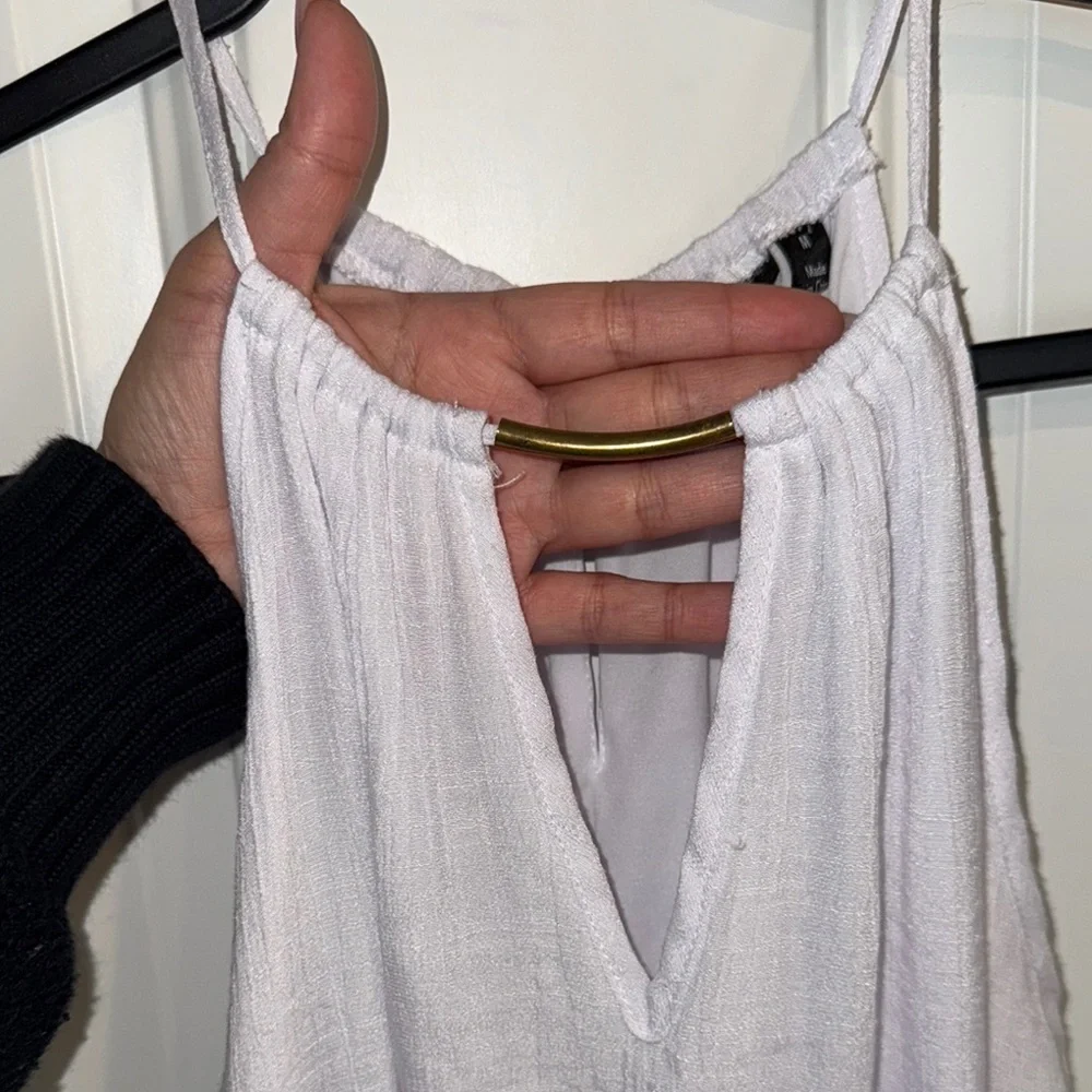 Mlle Gabrielle- White Sleeveless High-Low Maxi Dress size Medium - Picture 6 of 11